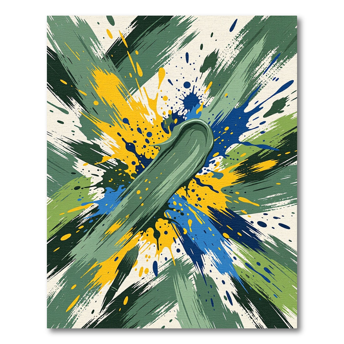 Energetic Abstract Green Yellow Blue Splatter Rug