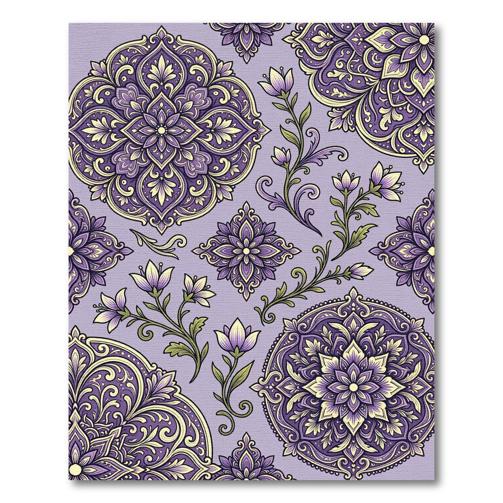 Ornate Purple Floral Medallion Composition Rug