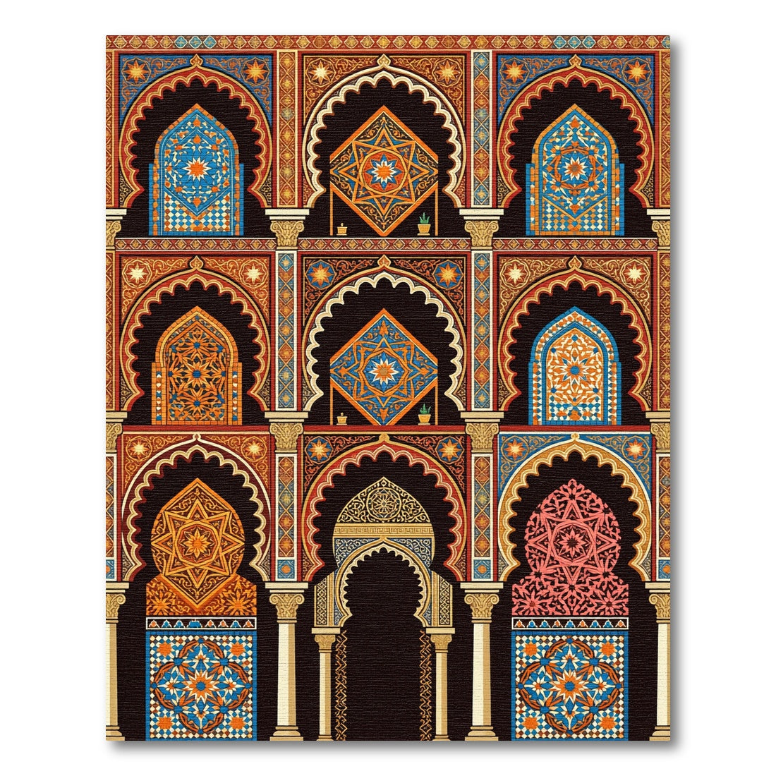 Rich Tones Geometric Archway Medallion Rug