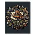 Antique Gold Floral Ornament Medallion Rug