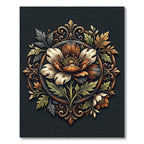 Antique Gold Floral Ornament Medallion Rug