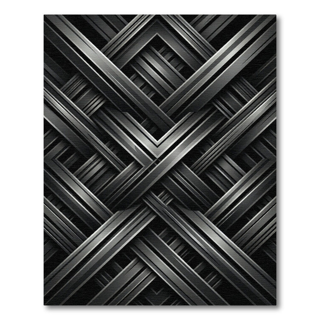 Metallic Interlocking Geometric Charcoal Rug