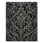 Gothic Gray Ornate Scrollwork Composition Rug