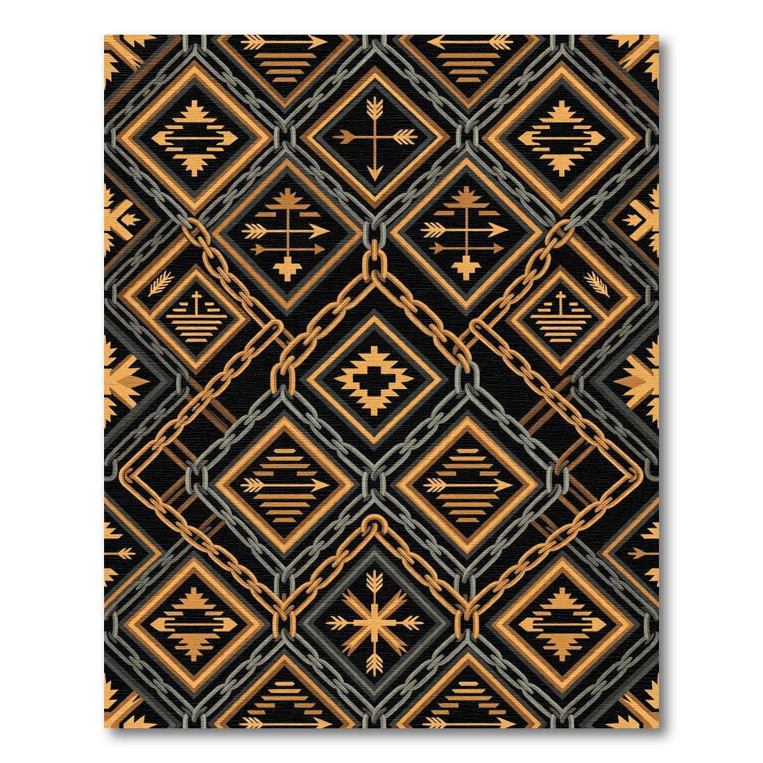 Gold Chain and Geometric Arrow Diamond Rug