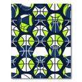 Modern Navy Neon Green Geometric Basketball Rug