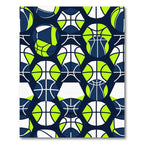 Modern Navy Neon Green Geometric Basketball Rug