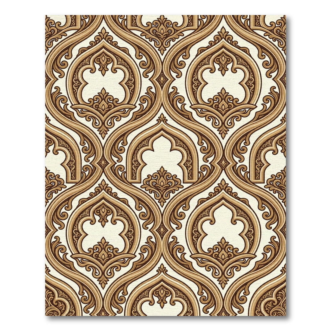 Ornate Golden Arabesque Scroll Rug