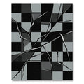 Monochrome Shattered Checkerboard Geometric Rug