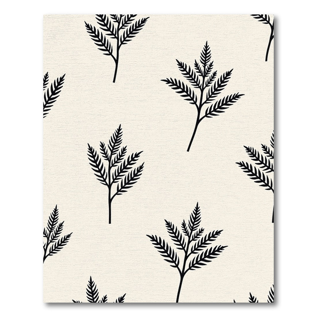Black Fern Branches Neutral Ground Rug