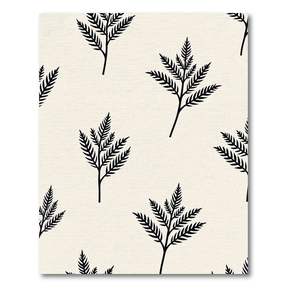 Black Fern Branches Neutral Ground Rug