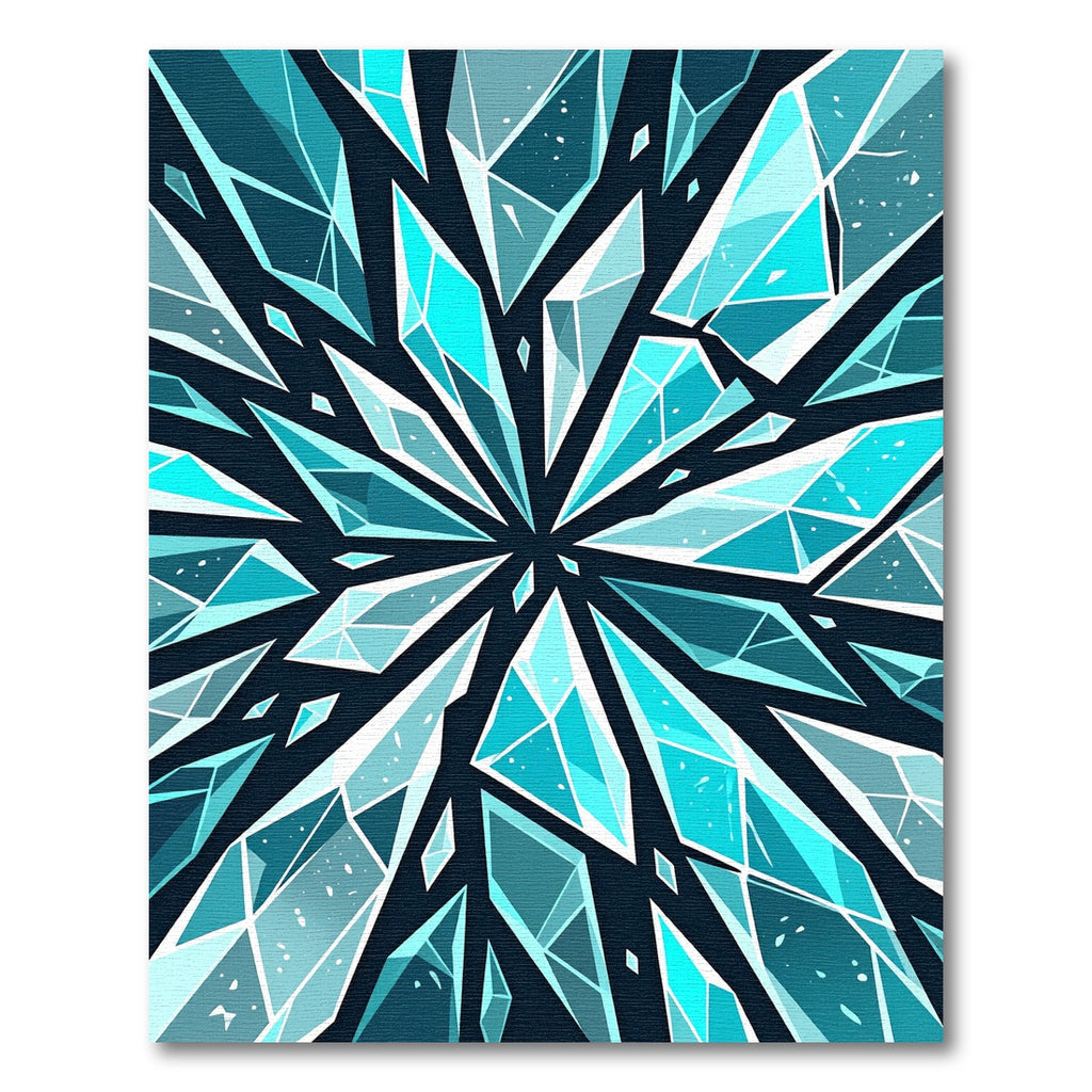 Geometric Cyan Sharded Ice Crystal Rug