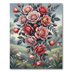 Elegant Cascading Dusty Rose Floral Arrangement Rug