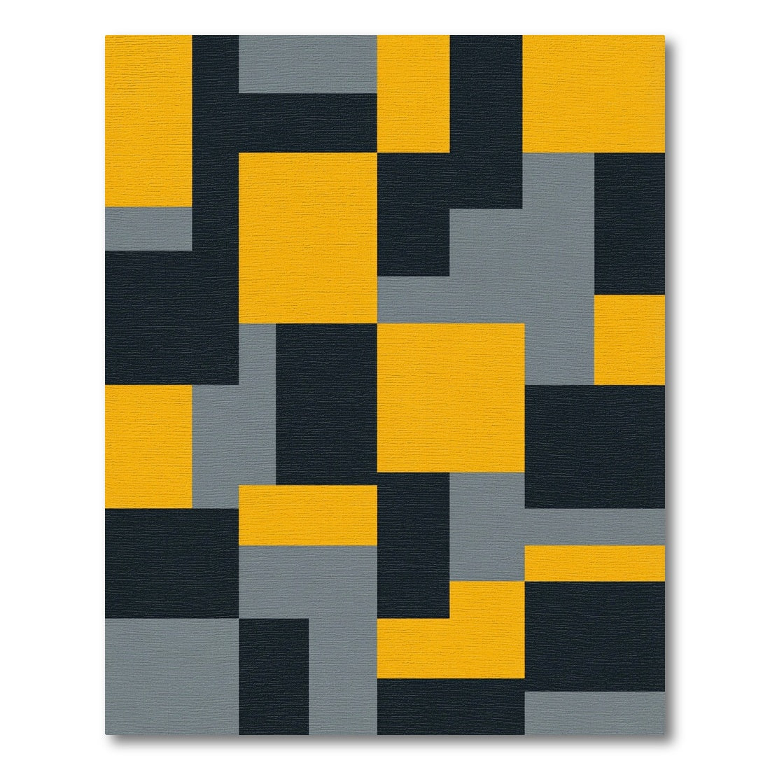 Modern Yellow Gray Black Blocks Rug
