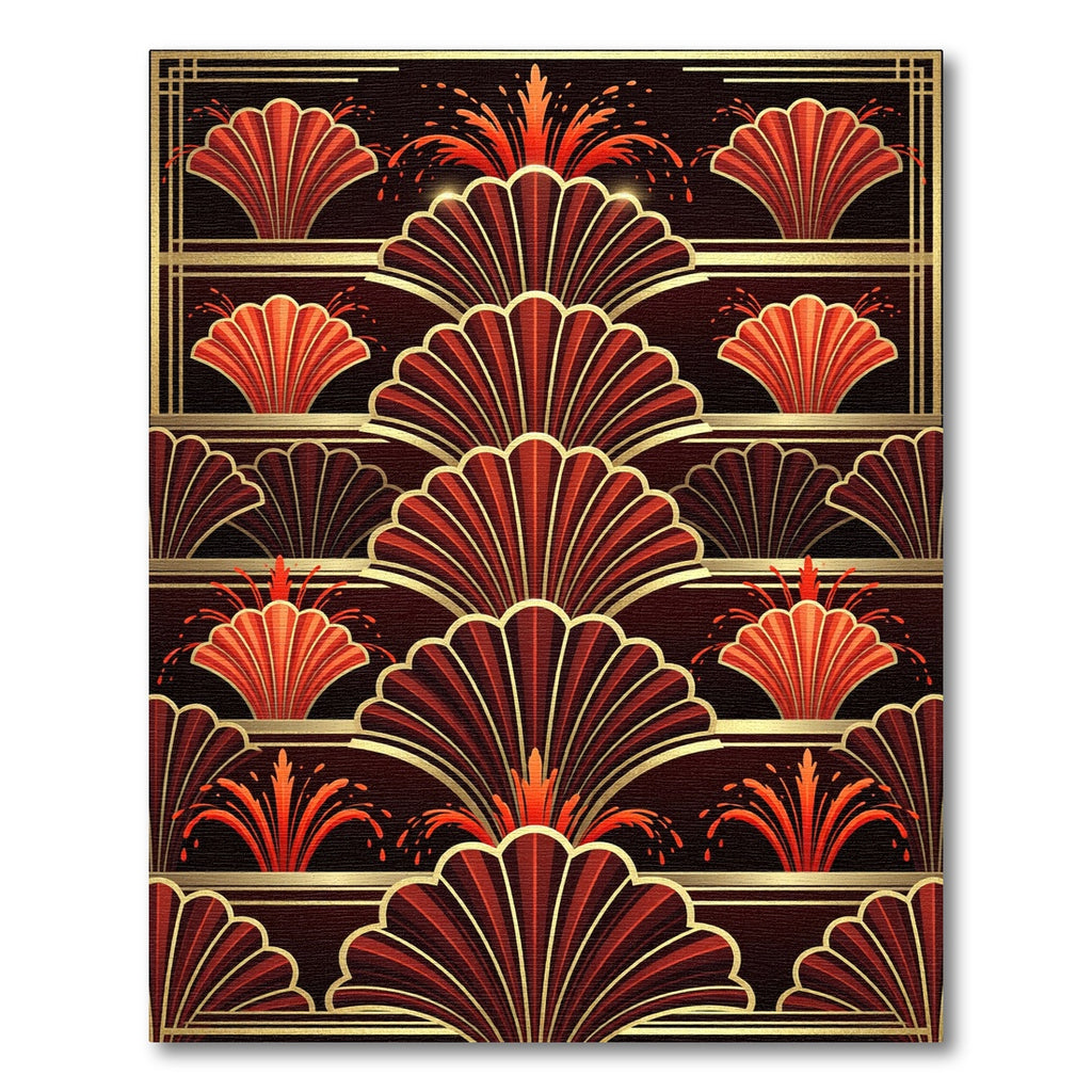 Crimson Fire Fan Art Deco Rug