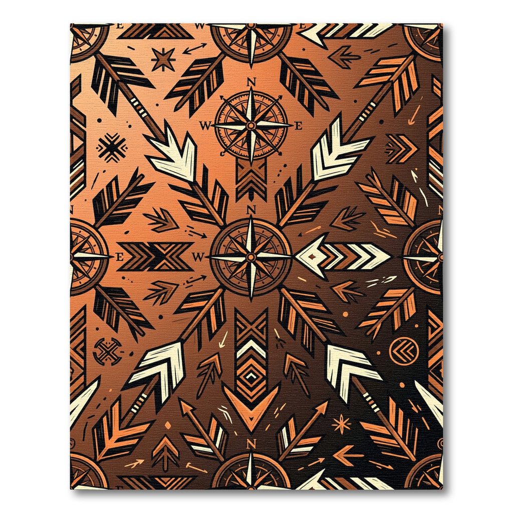 Copper Compass Arrow Geometric Rug