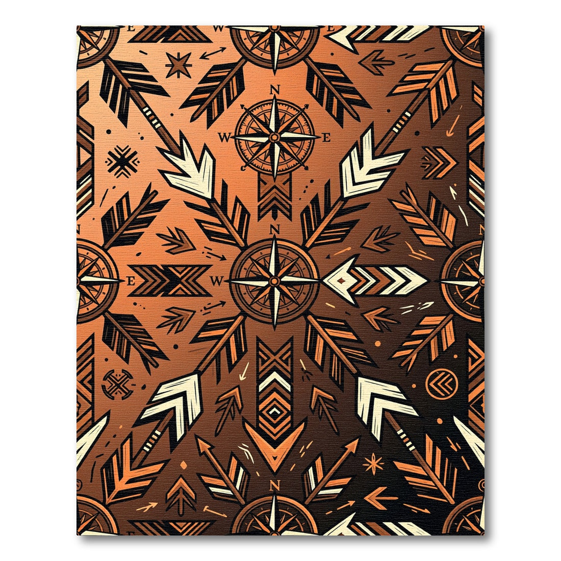 Copper Compass Arrow Geometric Rug
