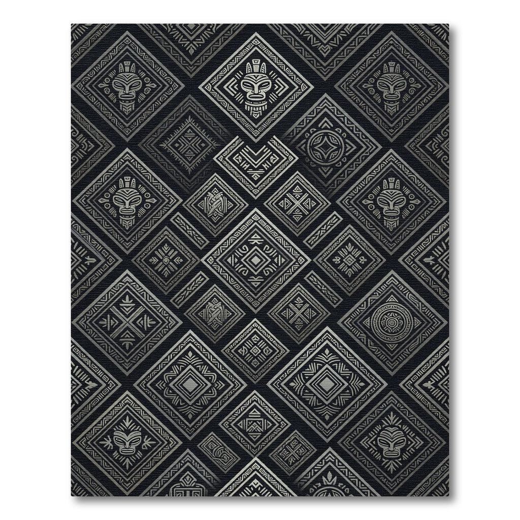 Monochrome Tribal Diamond Geometric Art Rug