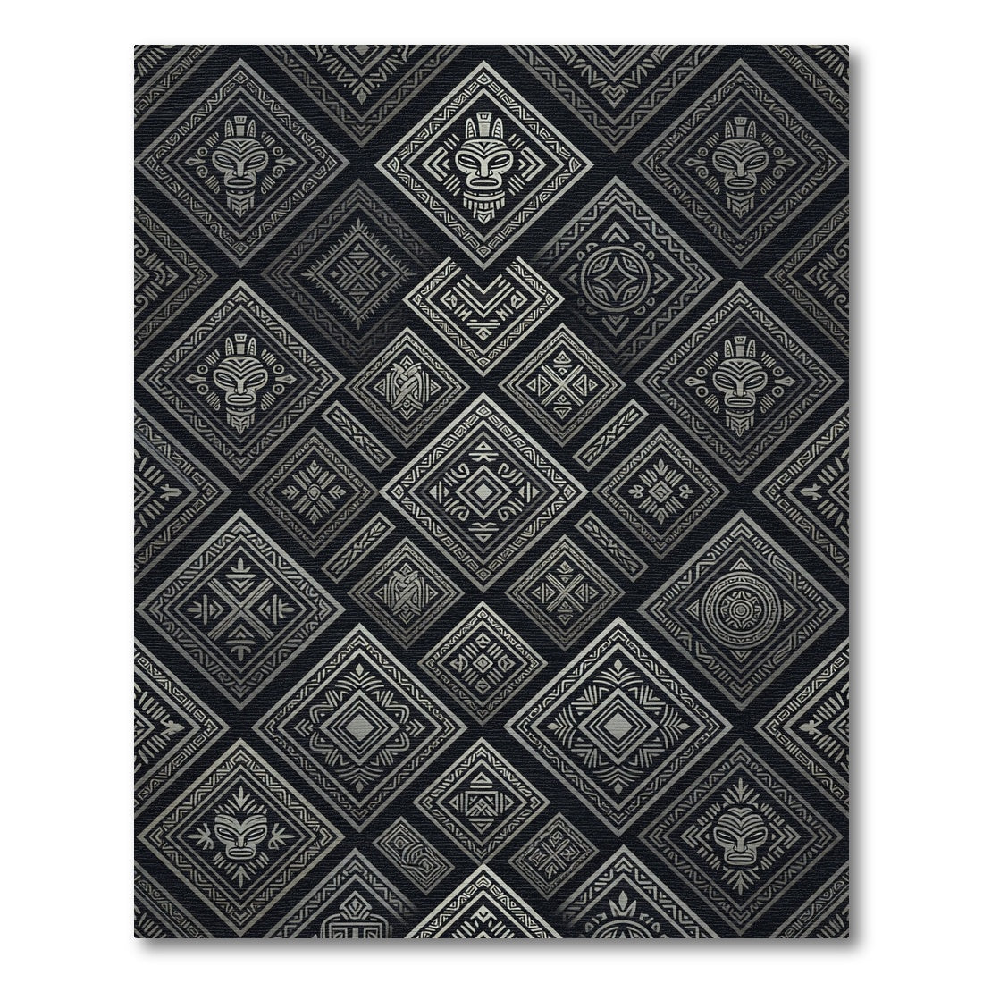 Monochrome Tribal Diamond Geometric Art Rug