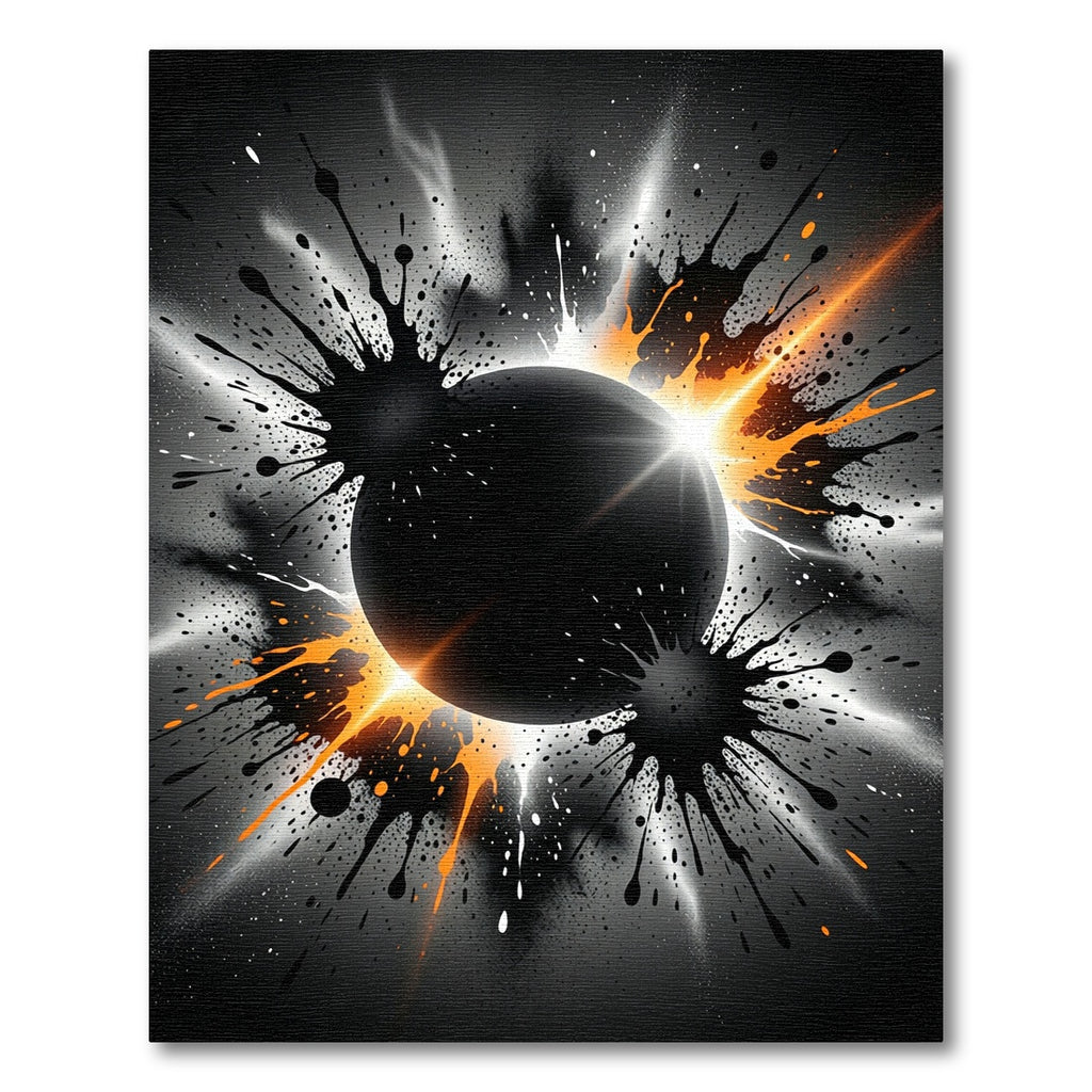 Abstract Black Orange Ink Splash Rug