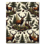 Rustic Forest Stag and Pine Cone Rug