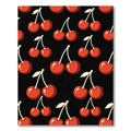 Vibrant Retro Cherry Black Wall Art Rug