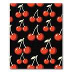Vibrant Retro Cherry Black Wall Art Rug