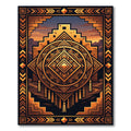 Golden Aztec Geometric Sunburst Medallion Rug