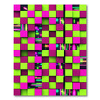 Neon Lime and Fuchsia Abstract Grid Rug