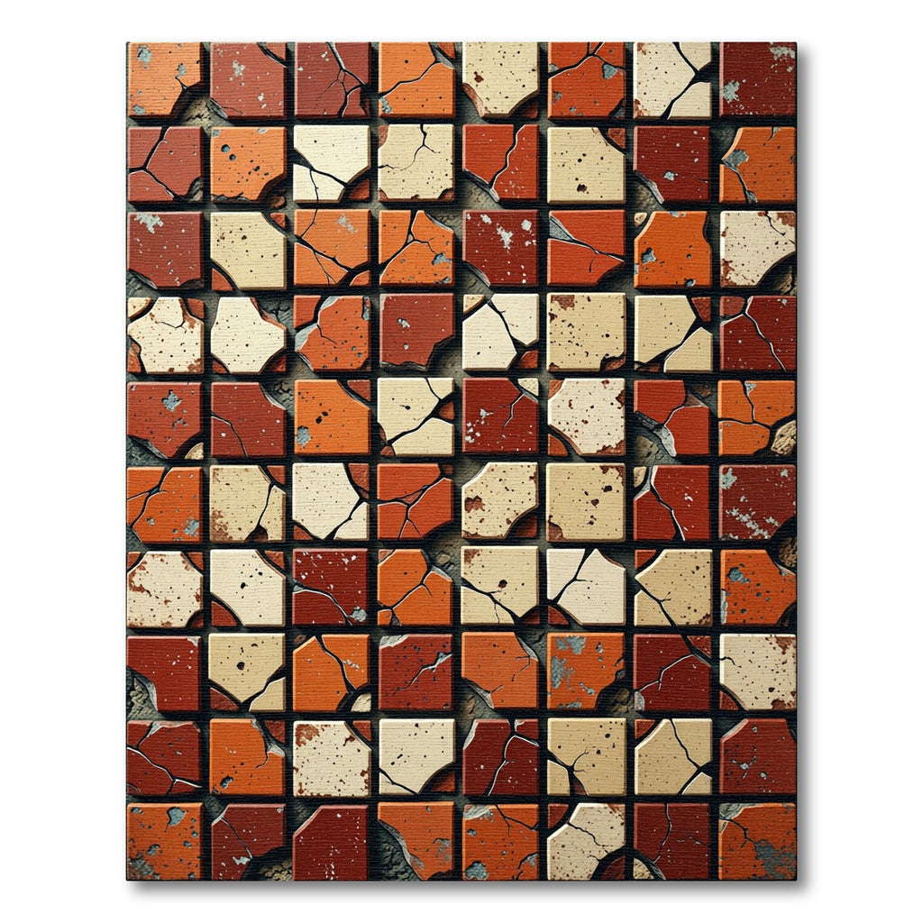 Cracked Terracotta Square Mosaic Rug