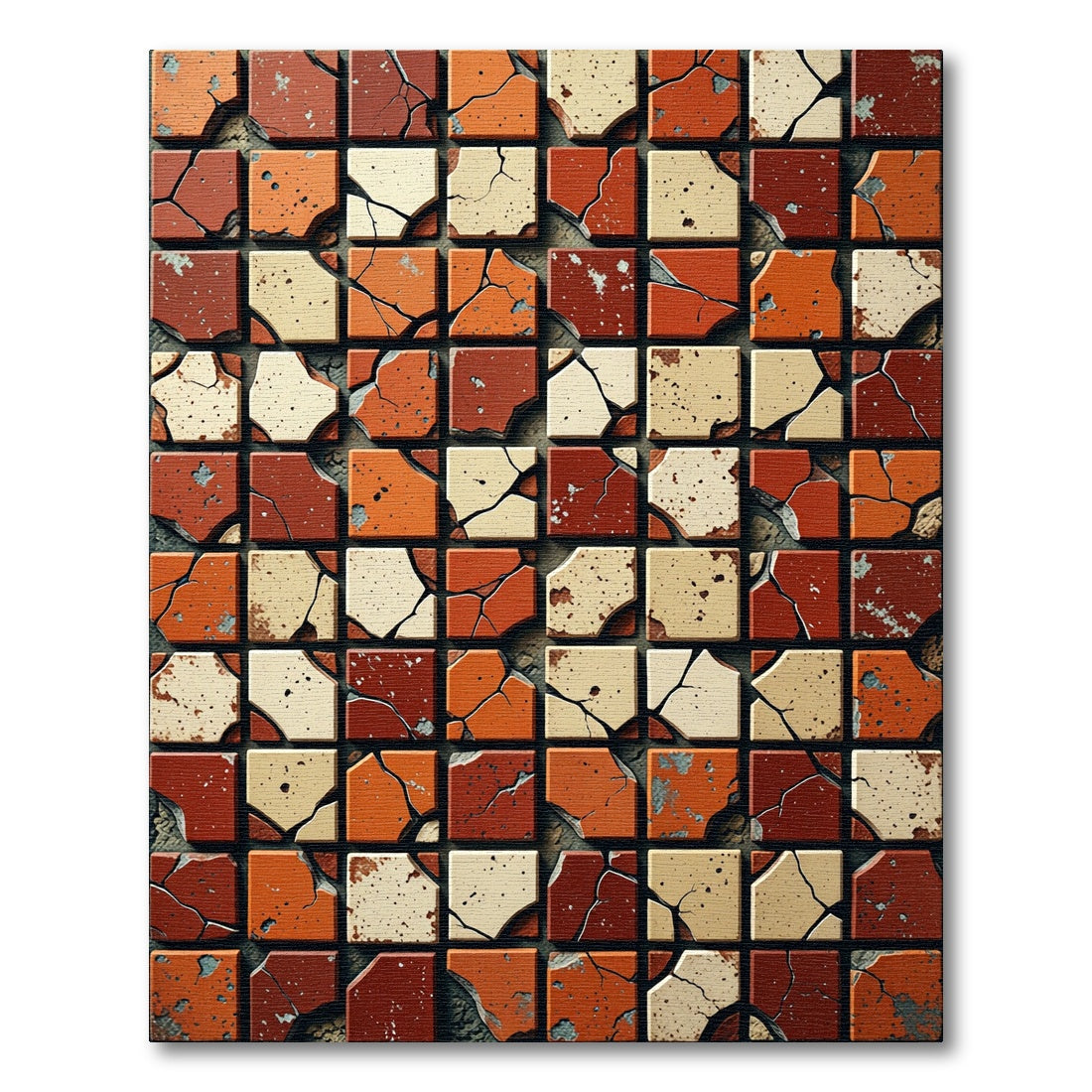 Cracked Terracotta Square Mosaic Rug