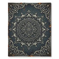 Ornate Slate Gray Floral Medallion Rug