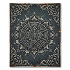 Ornate Slate Gray Floral Medallion Rug