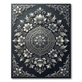Intricate Floral Medallion Black and White Rug