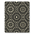Black and Cream Geometric Medallion Lattice Rug