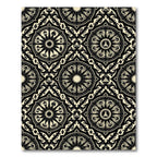 Black and Cream Geometric Medallion Lattice Rug
