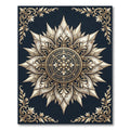 Elegant Gold Navy Ornate Floral Medallion Rug