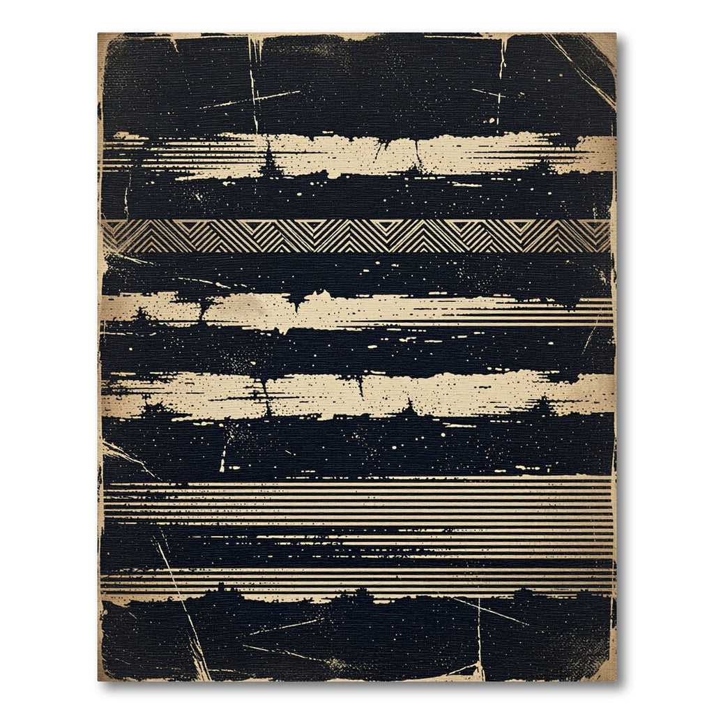 Black Gold Geometric Stripe Grunge Rug