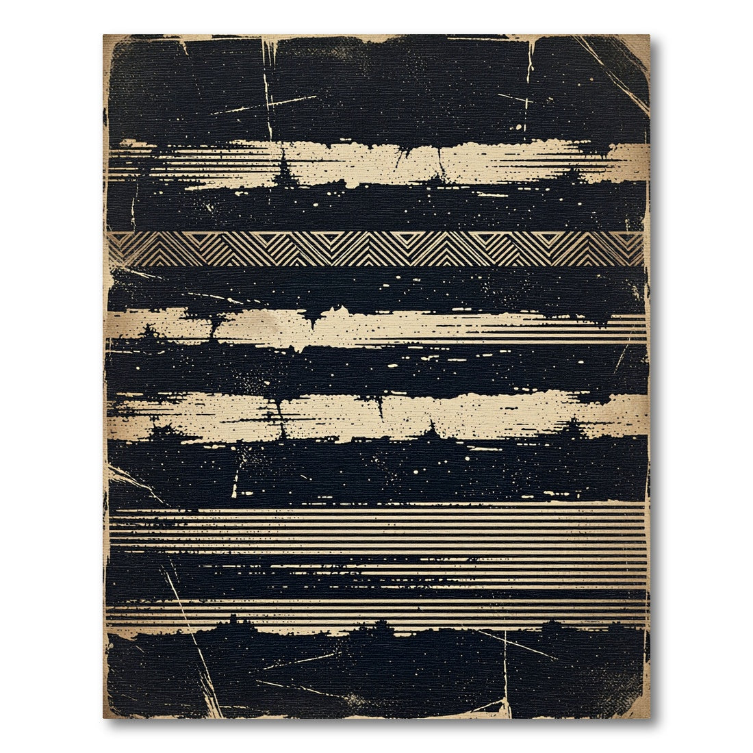 Black Gold Geometric Stripe Grunge Rug