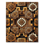 Tonal Brown Geometric Star Medallion Rug