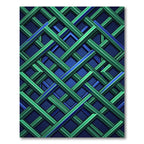 Geometric Emerald and Cobalt Intersecting Lattice Rug