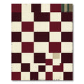 Burgundy and Cream Checkerboard Grid Rug