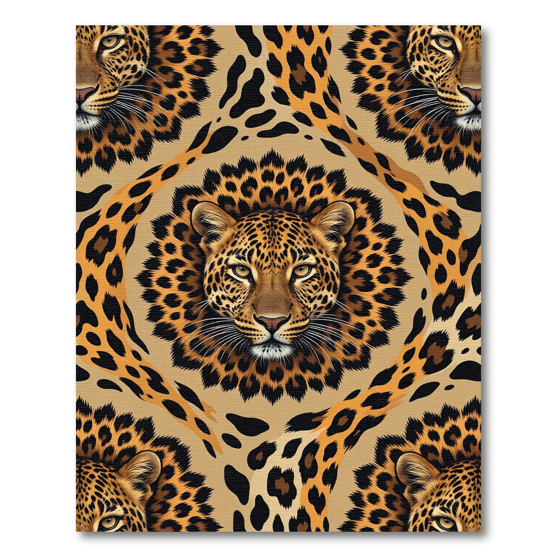 Golden Leopard Spot Artistic Composition Rug