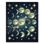 Celestial Moon Phases Starry Night Rug