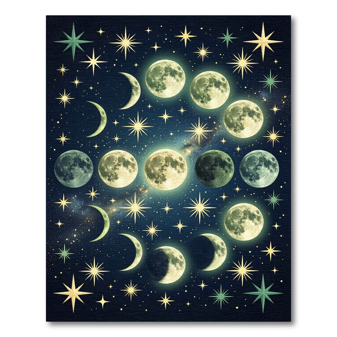 Celestial Moon Phases Starry Night Rug