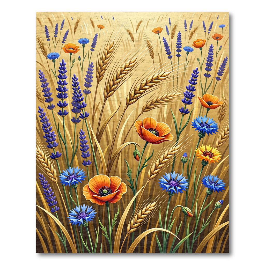 Golden Wheat Lavender and Blossom Meadow Rug