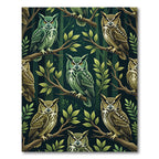 Green Brown Owl Forest Branch Repeats Rug