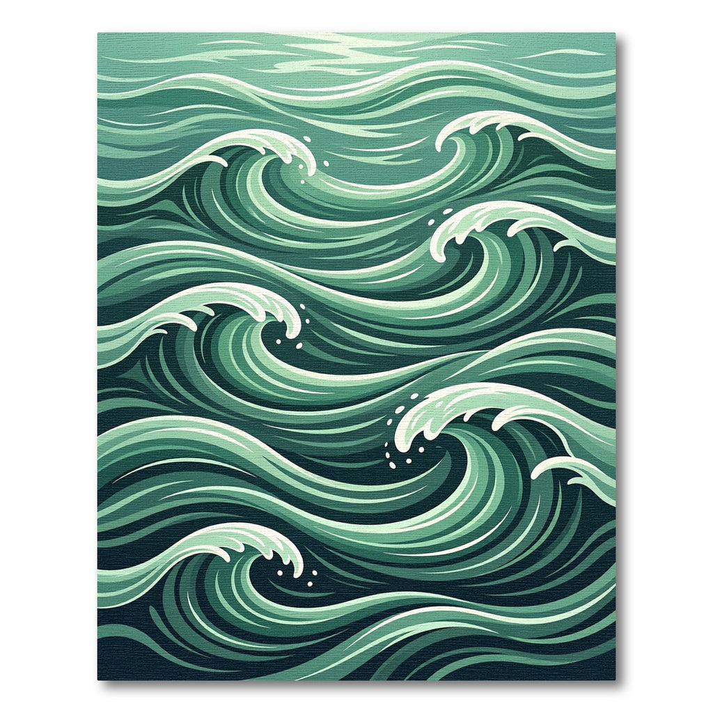 Serene Oceanic Mint Teal Wave Curve Rug