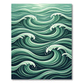 Serene Oceanic Mint Teal Wave Curve Rug