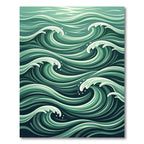 Serene Oceanic Mint Teal Wave Curve Rug