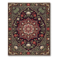Ornate Crimson Floral Medallion Square Rug